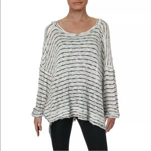 We The Free B/W Striped Pullover Sweater Top